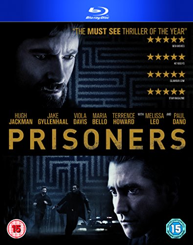 Prisoners" Blu-ray cover with Hugh Jackman and Jake Gyllenhaal portraits.
