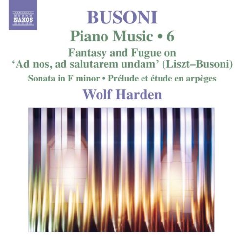 CD cover for Busoni piano music, featuring piano keys and text.