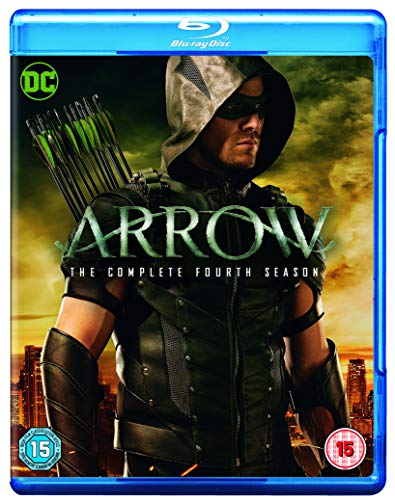 Blu-ray cover for "Arrow" Season 4 featuring the Green Arrow with a bow.