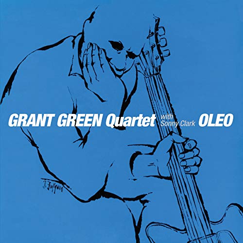 Grant Green “Oleo” vinyl album cover with a sketched guitarist.