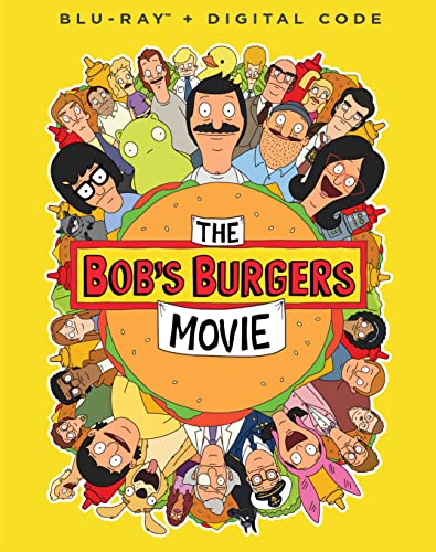 Bob's Burgers Movie Blu-ray cover featuring cartoon characters around a burger.