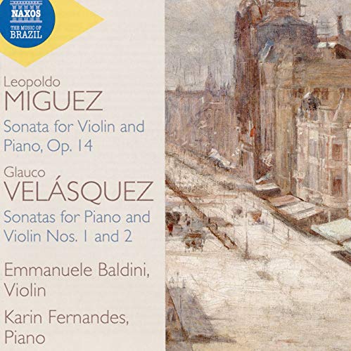 CD cover featuring painting of a town square with text listing composers and performers.