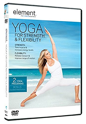 DVD cover featuring a woman in a yoga lunge pose on a beach.