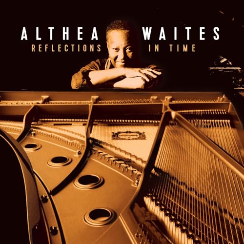 Althea Waites portrait over an open grand piano, album cover.