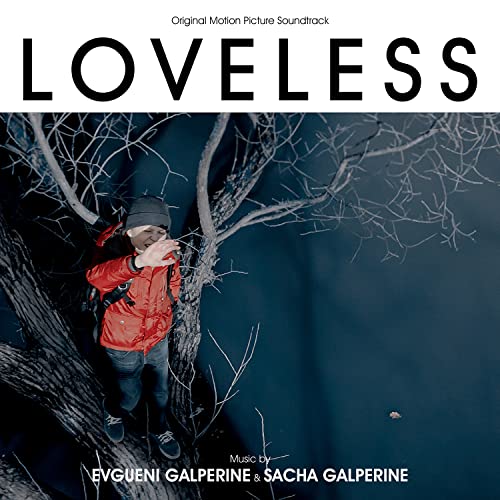 “Loveless” soundtrack CD cover: boy with binoculars under bare trees.