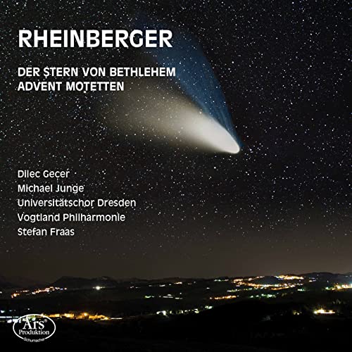 CD cover: starry night sky with a bright comet over a town.