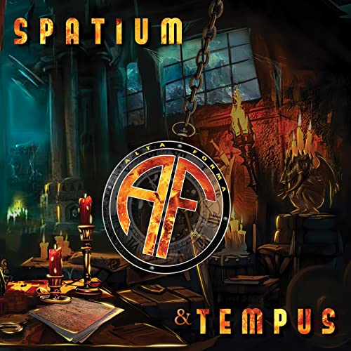 Vinyl album cover: gothic architecture, candles, clock, and ornate logo.
