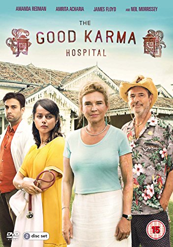DVD cover for “The Good Karma Hospital” featuring four actors.