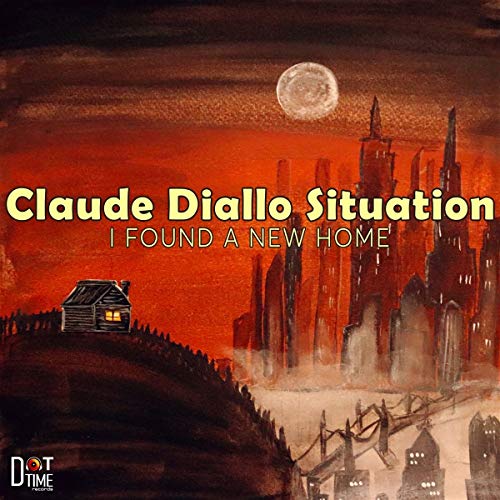 CD cover with painted cityscape, moon, small house, and text.
