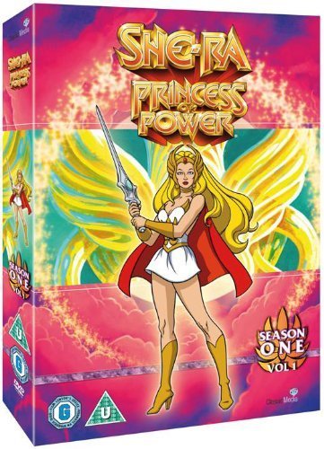 She-Ra holding a sword, DVD cover for Princess of Power Season One.
