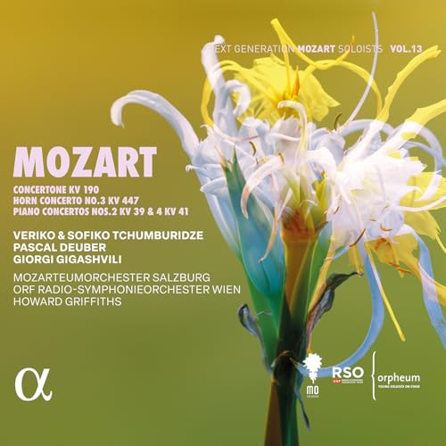 CD cover featuring yellow and white flowers with text naming Mozart and performers.