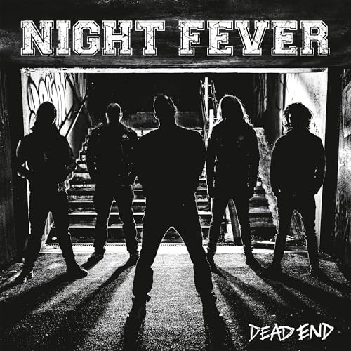 Silhouetted band members stand in front of a brightly lit dead end.