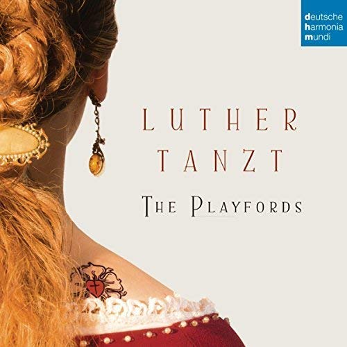 CD cover: woman’s profile, ornate jewelry, text “Luther Tanzt” and “The Playfords”.