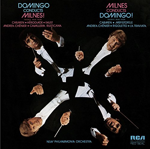 CD cover featuring portraits of Placido Domingo and Sherrill Milnes conducting.