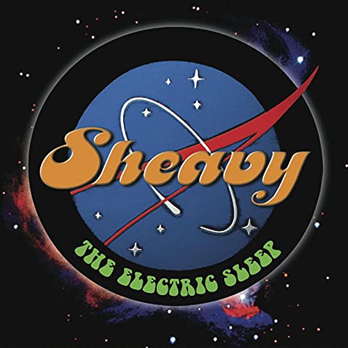 Sheavy album cover: circular design with logo, stars, and space imagery.