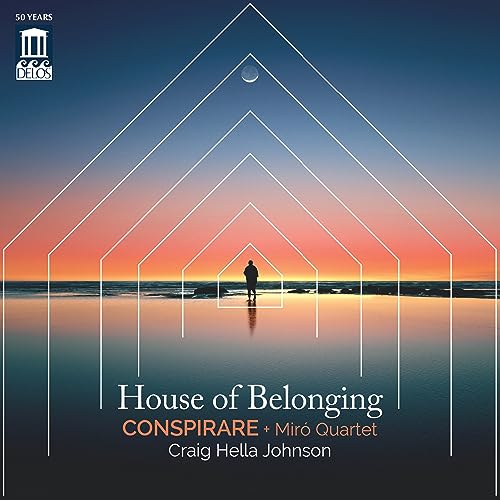CD cover: lone figure on water, under house-shaped lines and moon.