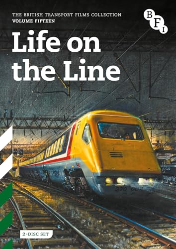 DVD cover for “Life on the Line” featuring a yellow and blue train.