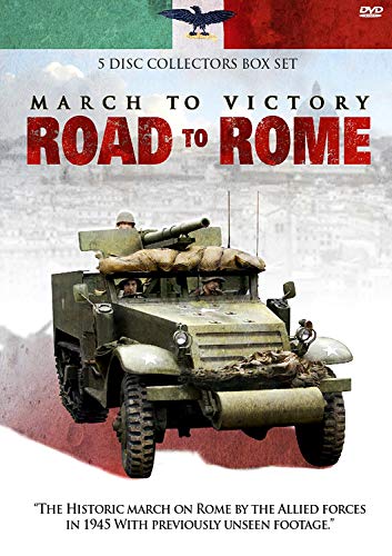 March To Victory: Road To Rome" DVD cover featuring a military vehicle.