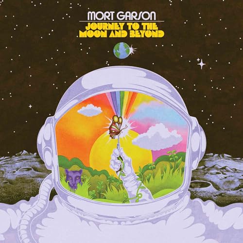 Album cover: space helmet with Earth, butterfly, and lunar landscape.