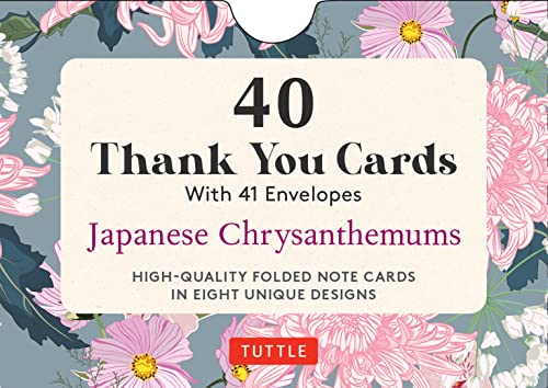 Japanese Chrysanthemums, 40 Thank You Cards with Envelopes: 4 1/2 X 3 Inch Blank Cards in 8 Unique Designs