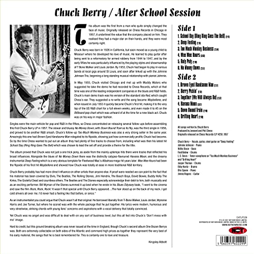 Chuck Berry's "After School Session" vinyl record cover, showing text and images.