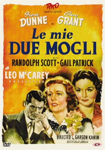 Movie poster for "Le mie Due Mogli" featuring Cary Grant, Dunne, and Scott.