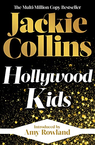 Book cover for Hollywood Kids by Jackie Collins with gold text on black background.
