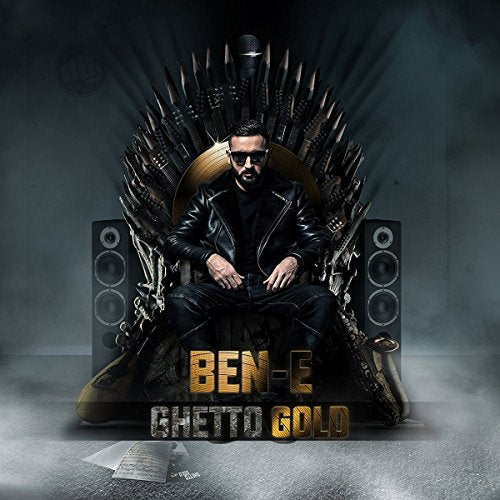 Ben-E sits on a throne made of speakers for "Ghettogold" CD cover.