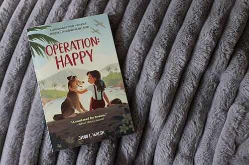 Book cover depicting a girl and dog against a tropical landscape.