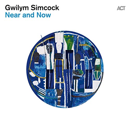 CD cover for Gwilym Simcock’s “Near And Now” with abstract blue painting.