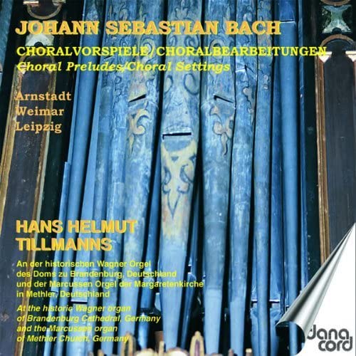 CD cover: blue organ pipes, text “Bach” and “Hans Helmut Tillmanns”.