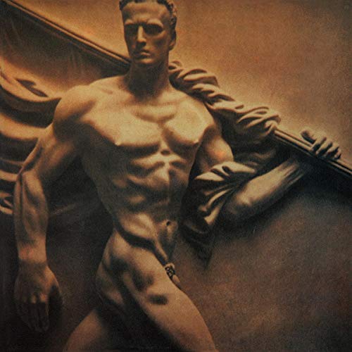 Sepia-toned CD cover featuring a muscular, nude male figure sculpture.