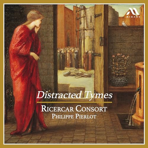 CD cover depicting a woman in red and a scene through an open door.