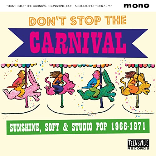 CD cover with colorful carnival scene of children on carousel horses.