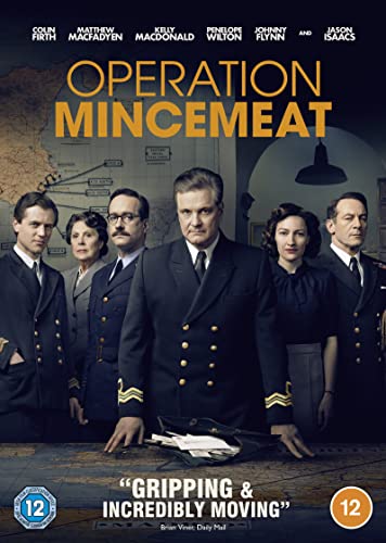 DVD cover for Operation Mincemeat featuring five actors in formal attire against a map background.