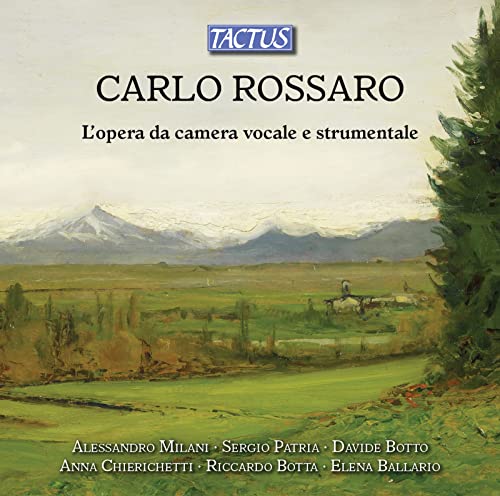 CD cover for Carlo Rossaro’s chamber music with a landscape painting.