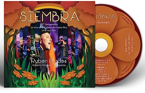 Rubén Blades “Siembra: 45 Aniversario” CD case and disc with tracklist.