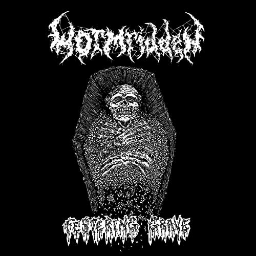 Black and white album cover featuring a skeleton in a coffin.