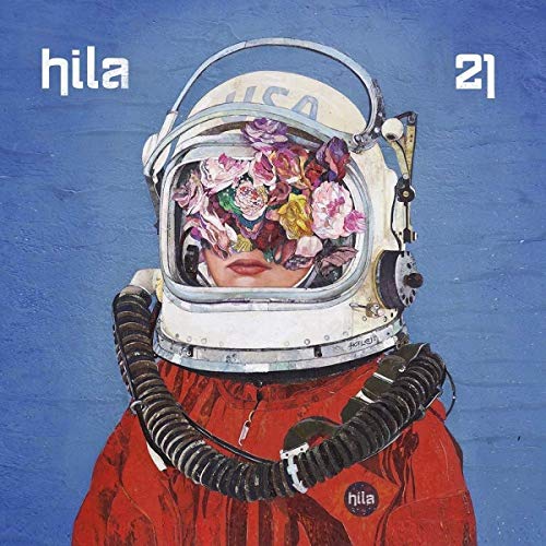 CD cover: person in a space helmet filled with colorful flowers.