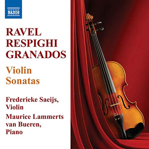 CD cover featuring a violin against a red draped background, text details composers.