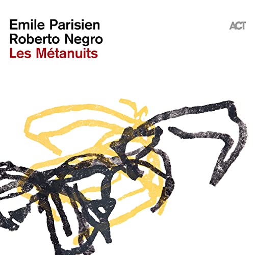 Album cover for “Les Métanuits” by Emile Parisien, abstract black and yellow art.