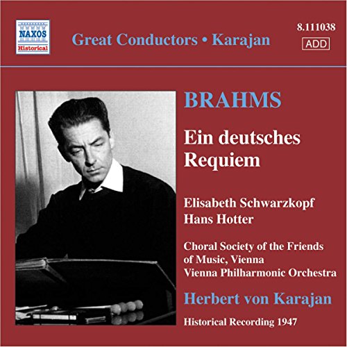 CD cover featuring Herbert von Karajan and text: "Brahms: Ein deutsches Requiem".