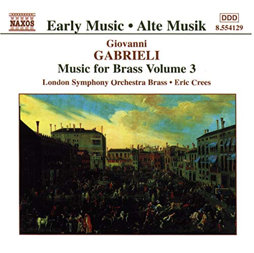 CD cover for Gabrieli’s “Music for Brass, Vol. 3” with a cityscape.