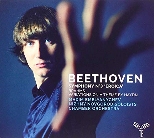 CD cover featuring a man with a hand outstretched, with text listing classical music works.