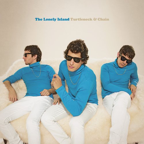 Album cover for The Lonely Island’s “Turtleneck & Chain” featuring three men in blue.