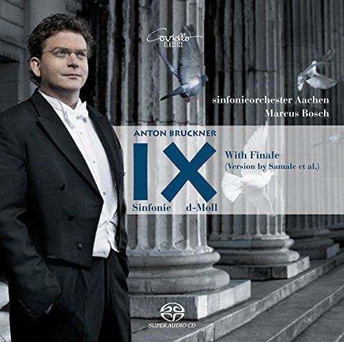CD cover: conductor Marcus Bosch, large blue "IX" for Bruckner's Symphony No. 9.