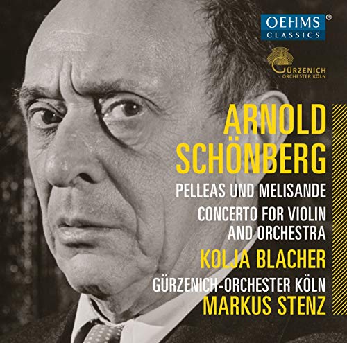 CD cover featuring a portrait of Arnold Schoenberg and text details.