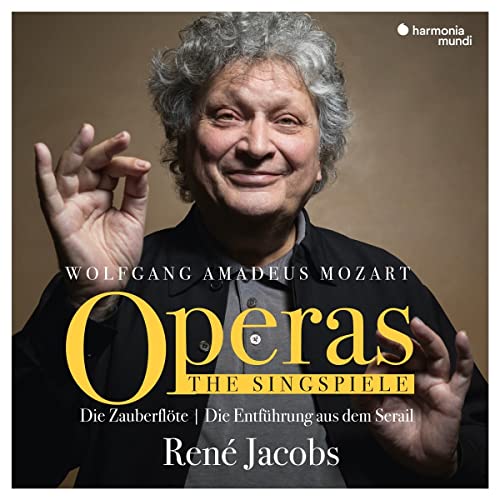 René Jacobs portrait on CD cover for Mozart’s operas, “Die Singspiele.”