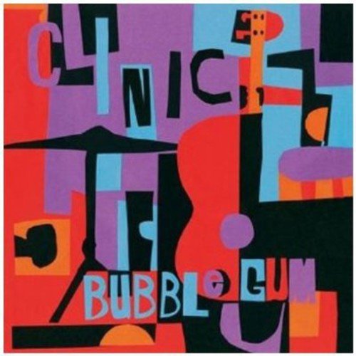 Album cover for Clinic’s “Bubblegum” with abstract musical instruments.