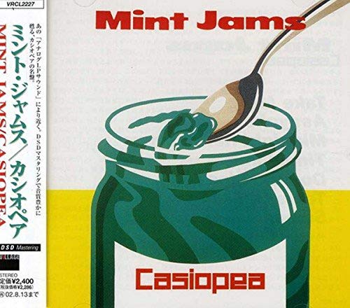Casiopea "Mint Jams" CD cover with a green jar and red text.
